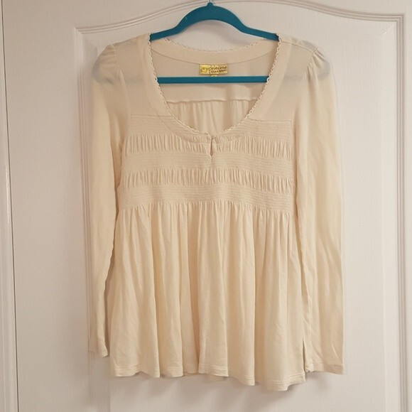 Princess Vera Wang Cream Blouse Peasant Top - Picture 1 of 4